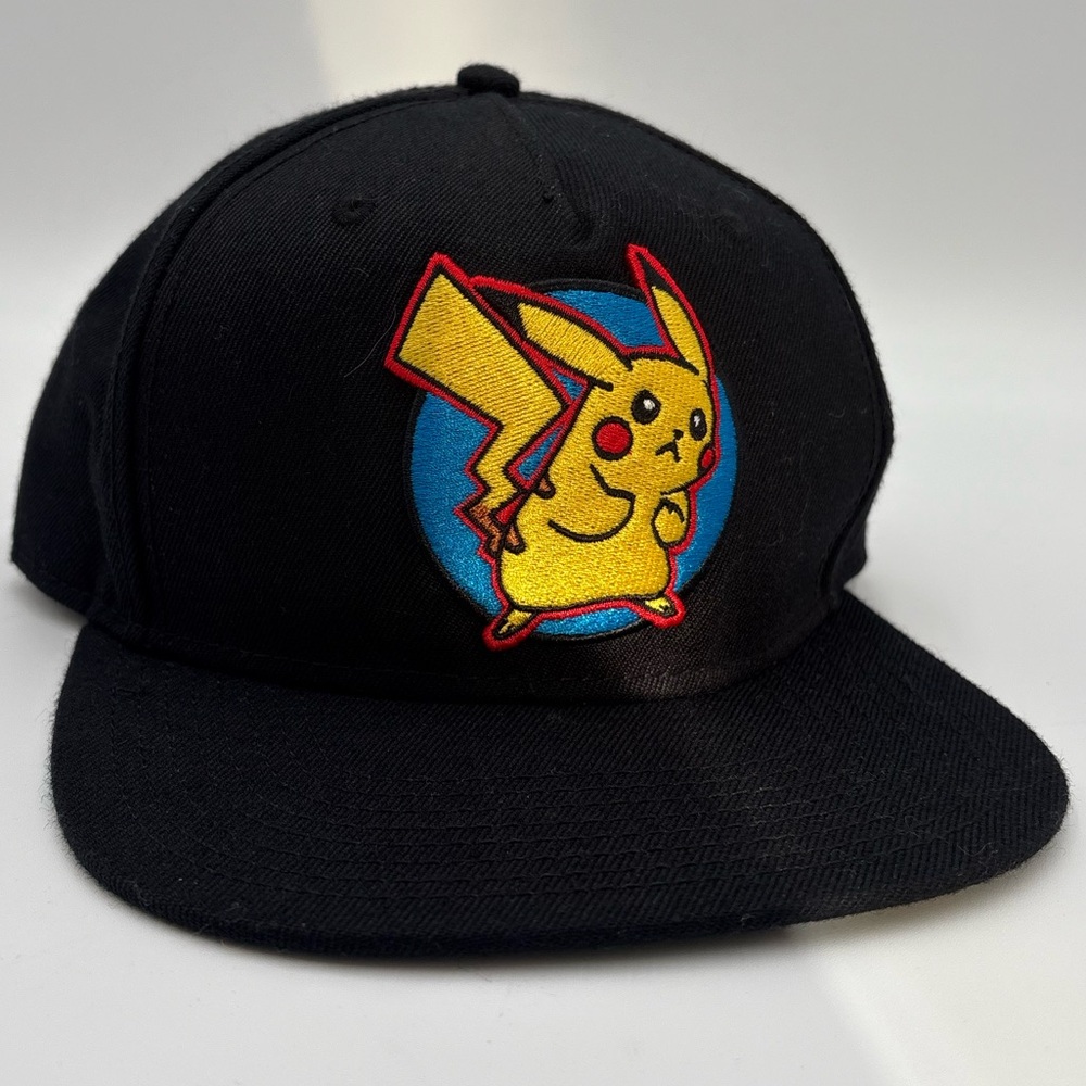 Pokémon Pikachu Black Snapback Hat Embroidered Logo Adjustable Cap‎